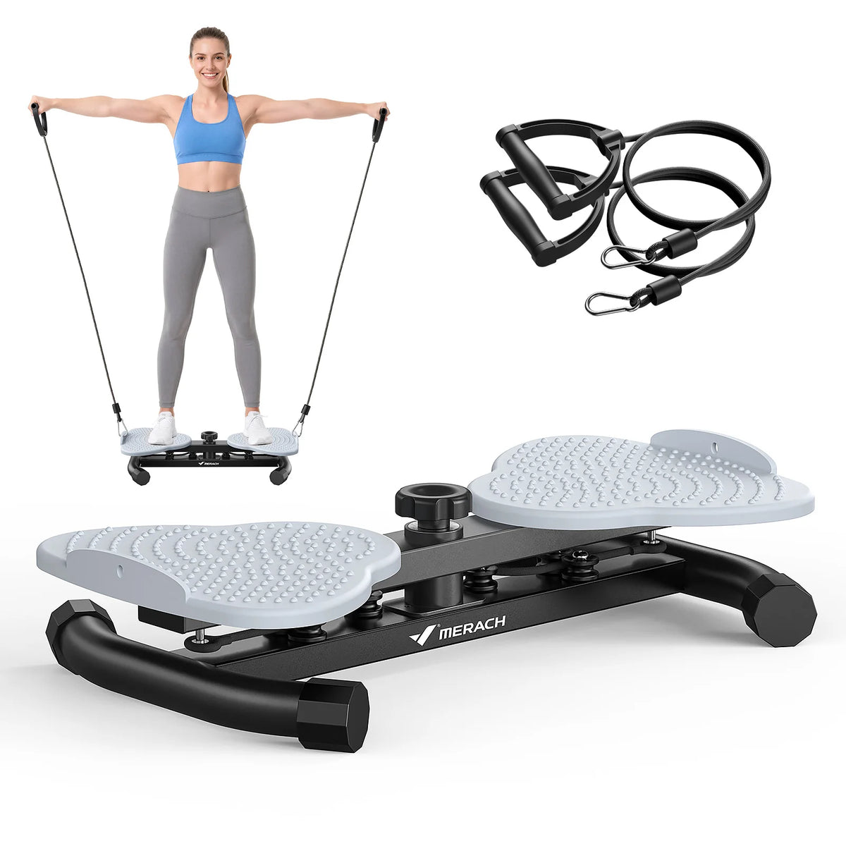 MERACH Waist Twister Board With Pull Cords And Foot Massage