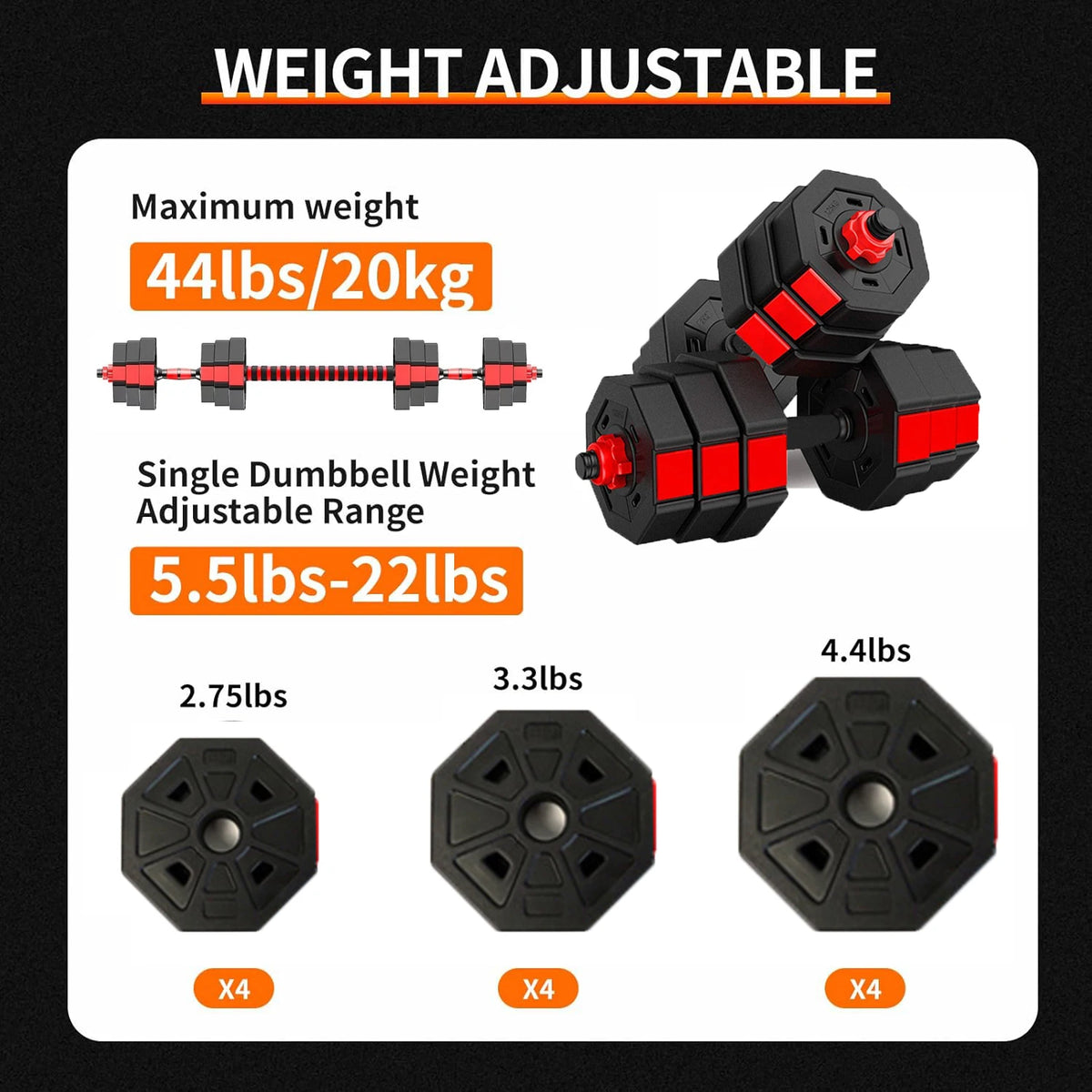 Adjustable Dumbbell to Barbell Fitness Set for Home Strength Training
