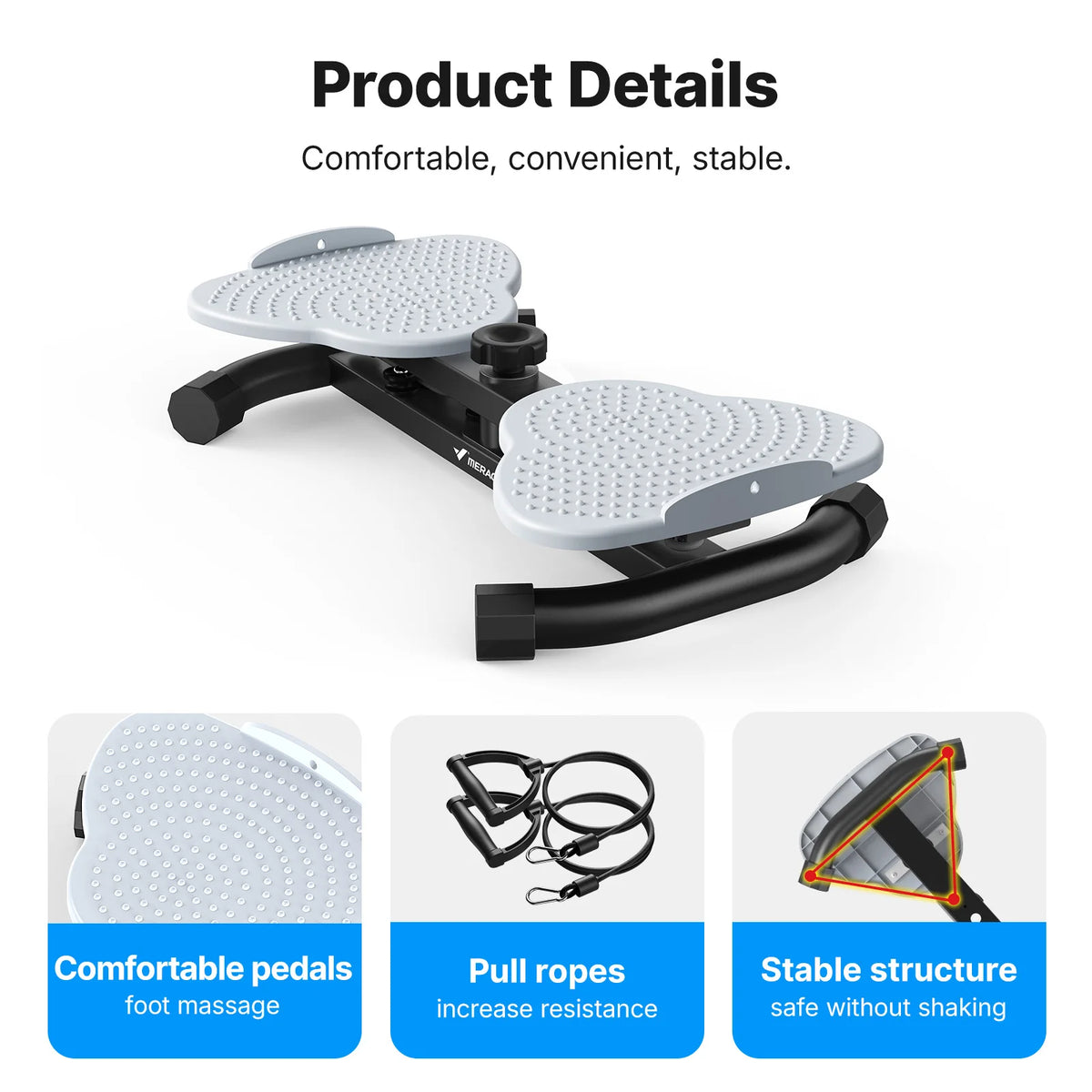 MERACH Waist Twister Board With Pull Cords And Foot Massage