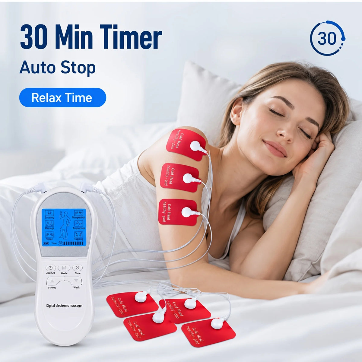 Electric TENS Digital Relax Massager Pulse Full Body Muscle Stimulator Digital Electrostimulator Ems/Tens Acupuncture Massage Machine Low Nerve Electrostimulator