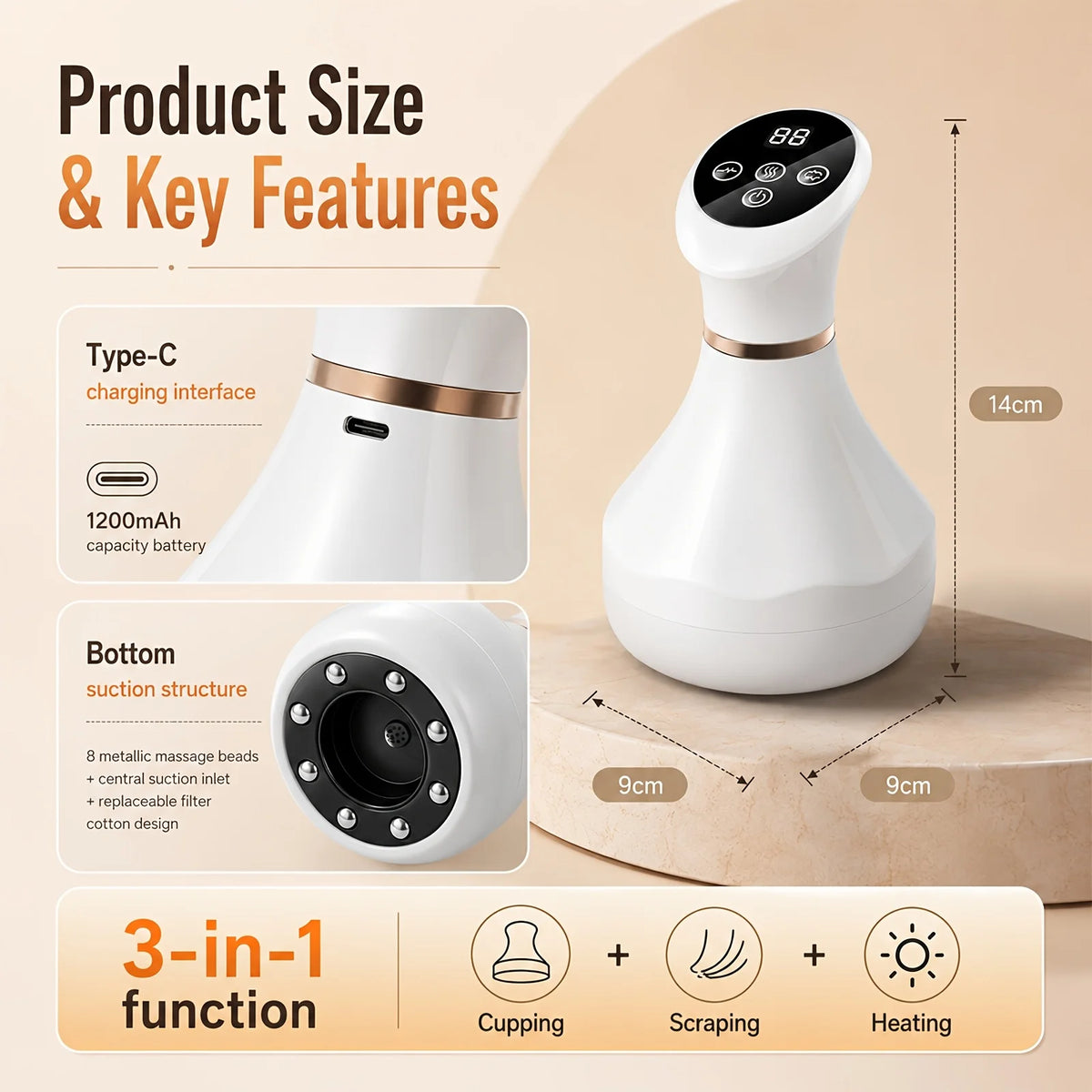 Jitesy Electric Cupping Massager With Red Light And Heat Therapy