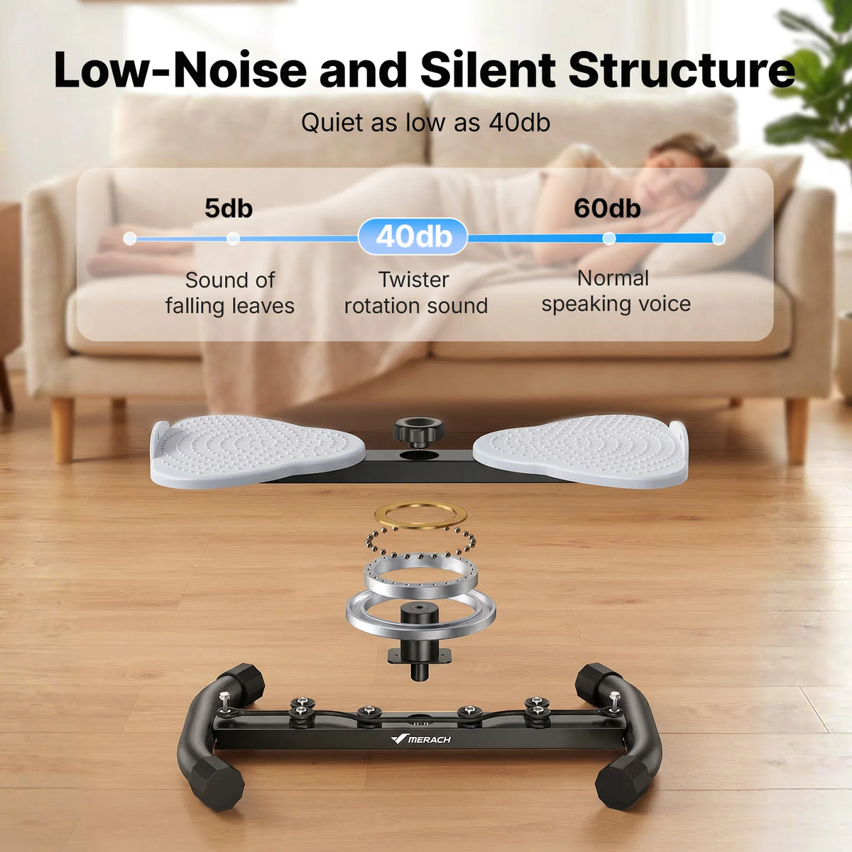 MERACH Waist Twister Board With Pull Cords And Foot Massage