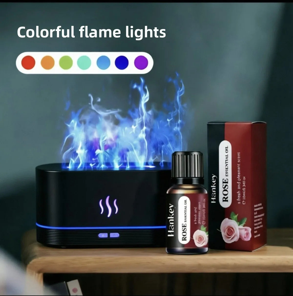 Seven-color flame aroma diffuser,automatic fragrance dispenser,desktop aromatherapy,bedroom fragrance diffuser,small humidifier.