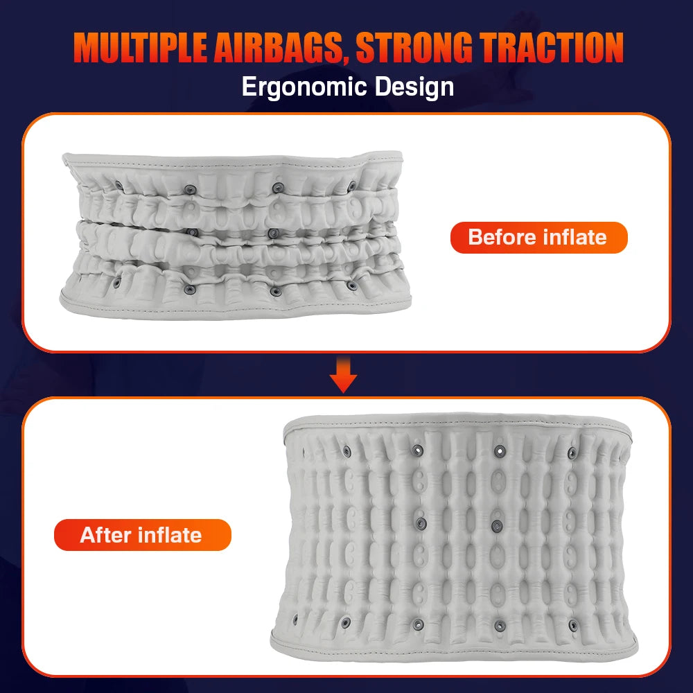 Electric Heating Waist Massage Belt Inflatable Lumbar Protector Back Airbag Support Cordless Vibration Massager Muscle Relax