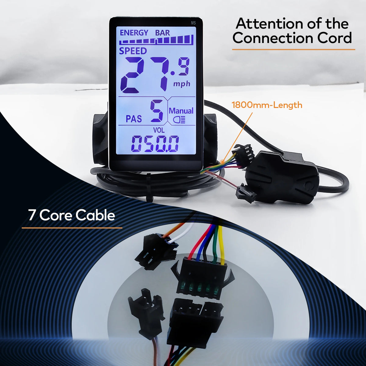 M5 Electric Bike LCD Display Meter Control Panel 24V 36V 48V 60V with Waterproof Plug for Bike Accessories