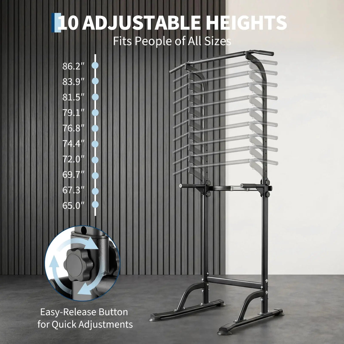 HiMISS Multifunction Power Tower Dip Station With Pull Up Bar
