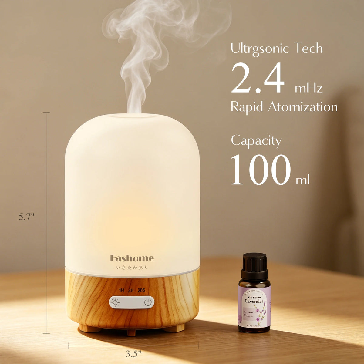 Fashome Hand Blown Glass Ultrasonic Aromatherapy Essential Oil Diffuser