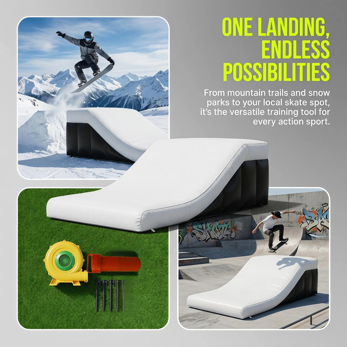 Commercial 20ft Inflatable Airbag Lander - PVC BMX Jump Ramp Inflatable Airbag Landing for MTB, BMX, Action Sports, Indoor/Outdoor Use