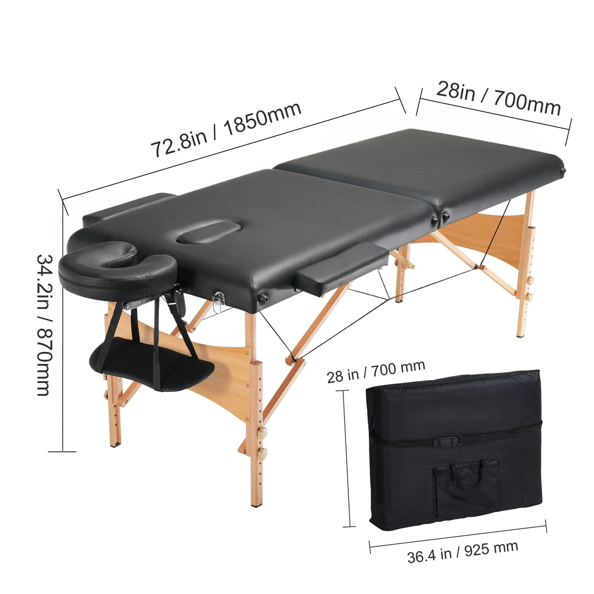 SucceBuy Portable Massage Table Folding Lightweight Adjustable Salon Bed for Massage Center Spa Therapy Clinic Home Beauty Bed