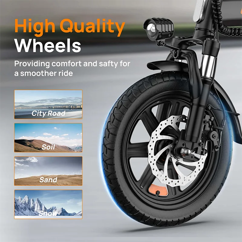 URLIFE Folding Electric Commuter Bike With Removable Lithium Battery