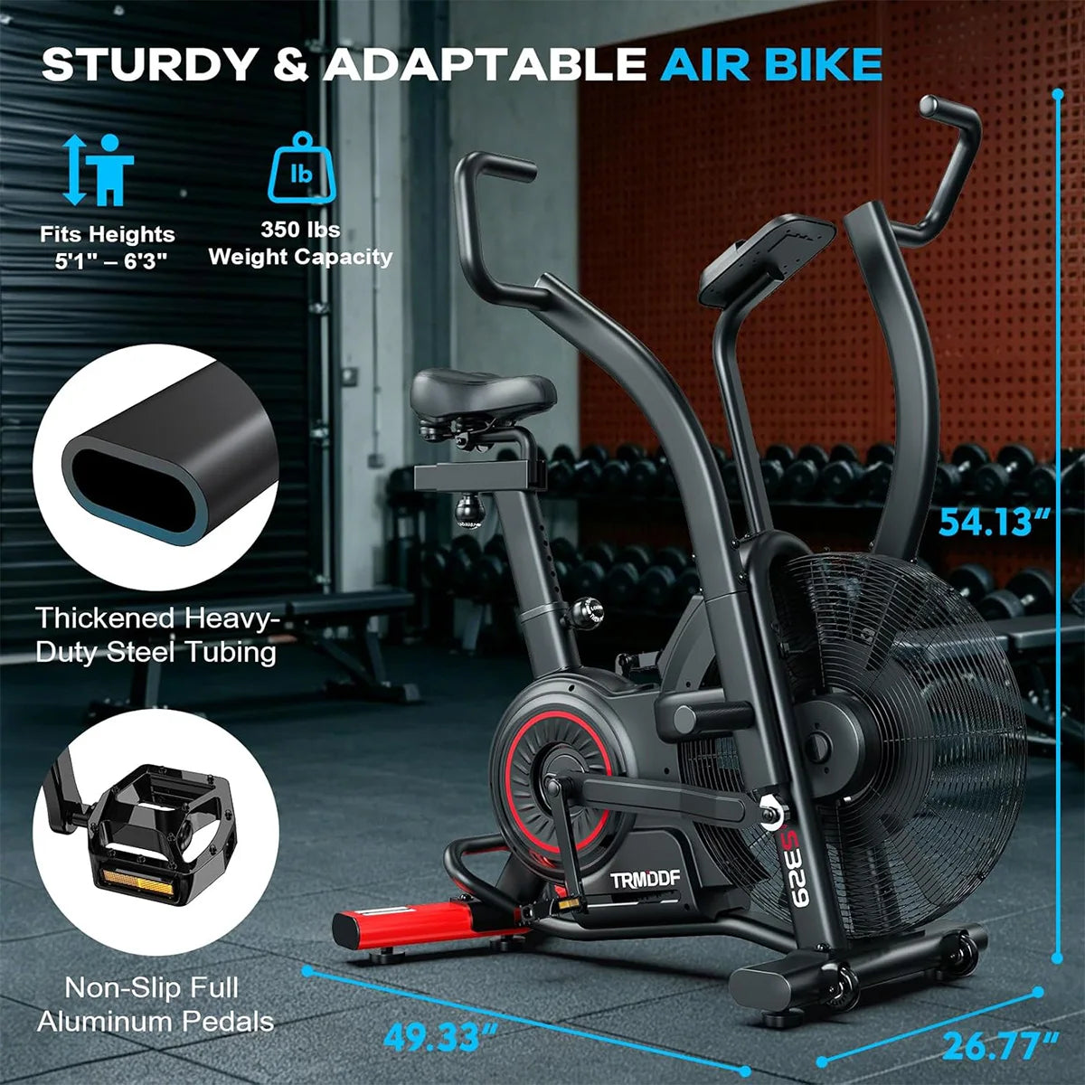 Pooboo Air Resistance Exercise Bike With Bluetooth For Home Cardio