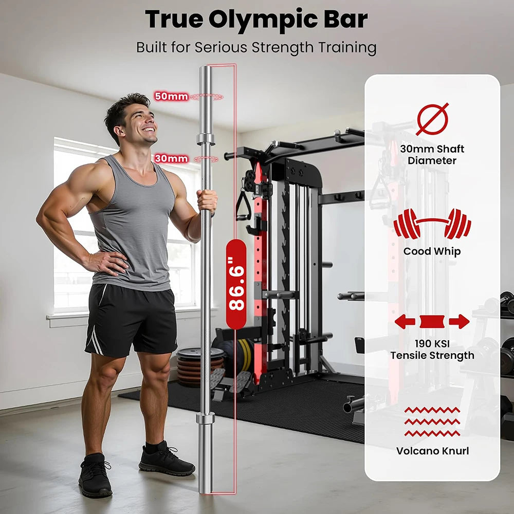 Pooboo Power Cage Smith Machine with Cable Crossover Home Gym