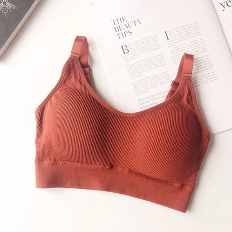 Women Seamless Tube Top Crop Bra Cotton Sports Underwear Female Backless Outdoor Fitness Bralette Brassiere Tops