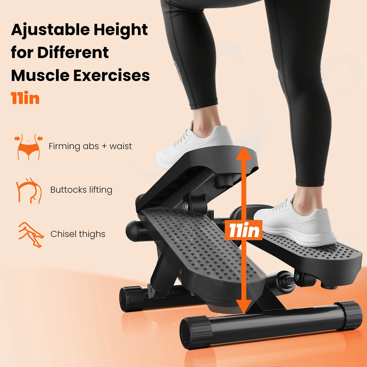Home Stepper With Resistance Bands And LCD Monitor For Cardio