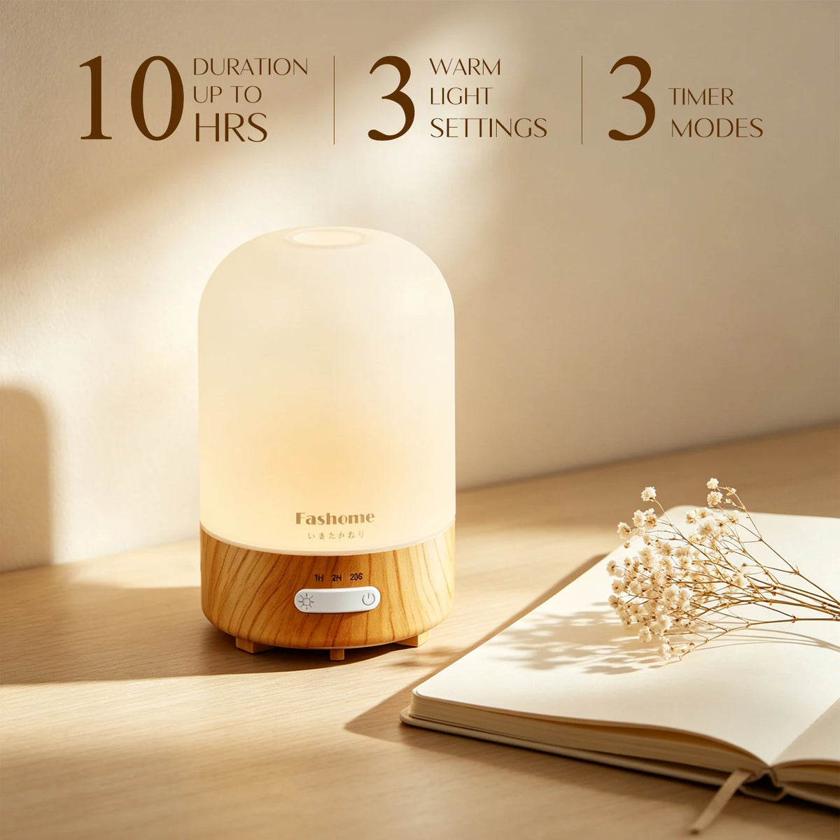 Fashome Hand Blown Glass Ultrasonic Aromatherapy Essential Oil Diffuser