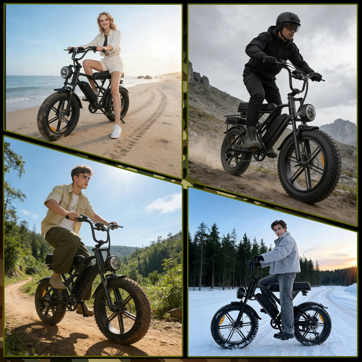 OBX 48V 15Ah Electric Mountain Dirt Bike For Adults 1000W 20"x4 Off Road Fat Tire E-Bike Electric Bicycles Motorcycle