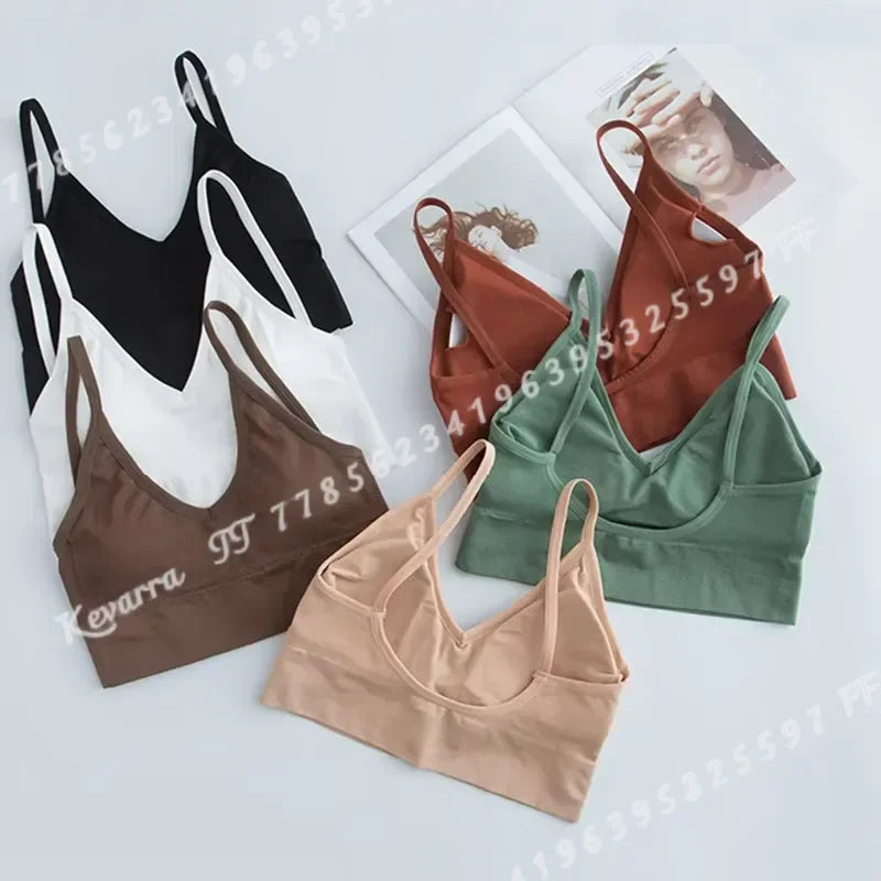 Women Seamless Tube Top Crop Bra Cotton Sports Underwear Female Backless Outdoor Fitness Bralette Brassiere Tops