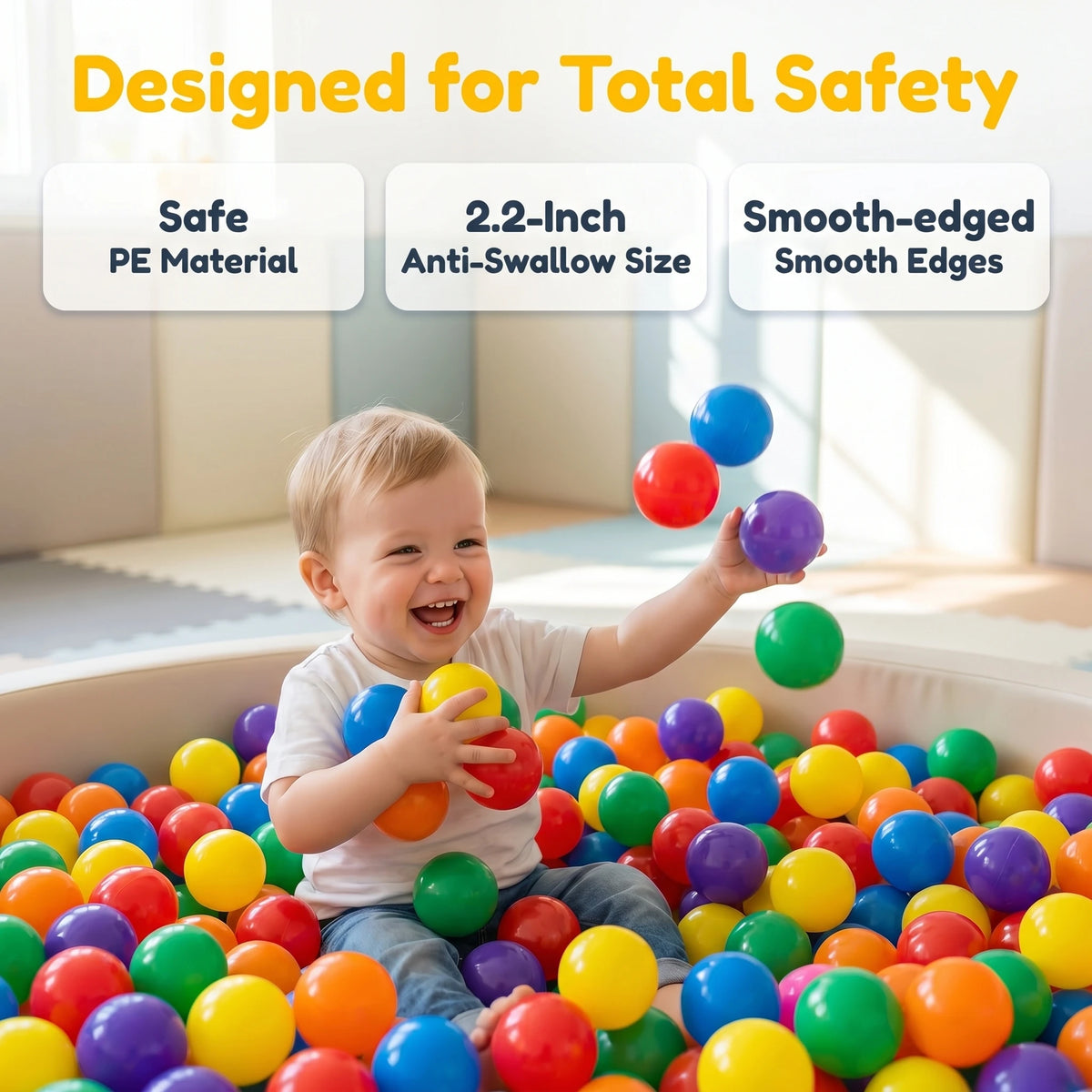 Multicolor Plastic Ball Pit Balls 500/1000/2000 PCS 2.2 Inch Safe AntiāChoking PE Balls for Kids Bounce House Inflatable Water Pool Play Tent Ball Pit