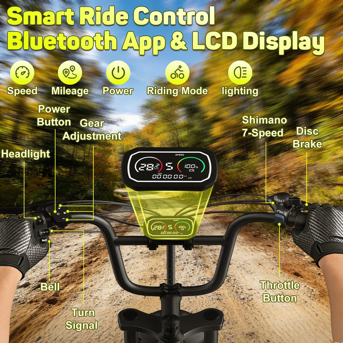OBX 48V 15Ah Electric Mountain Dirt Bike For Adults 1000W 20"x4 Off Road Fat Tire E-Bike Electric Bicycles Motorcycle