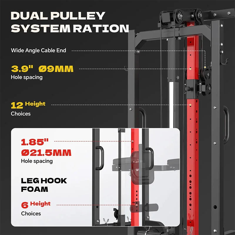 Pooboo Power Tower Pull Up and Dip Station Cable Machine