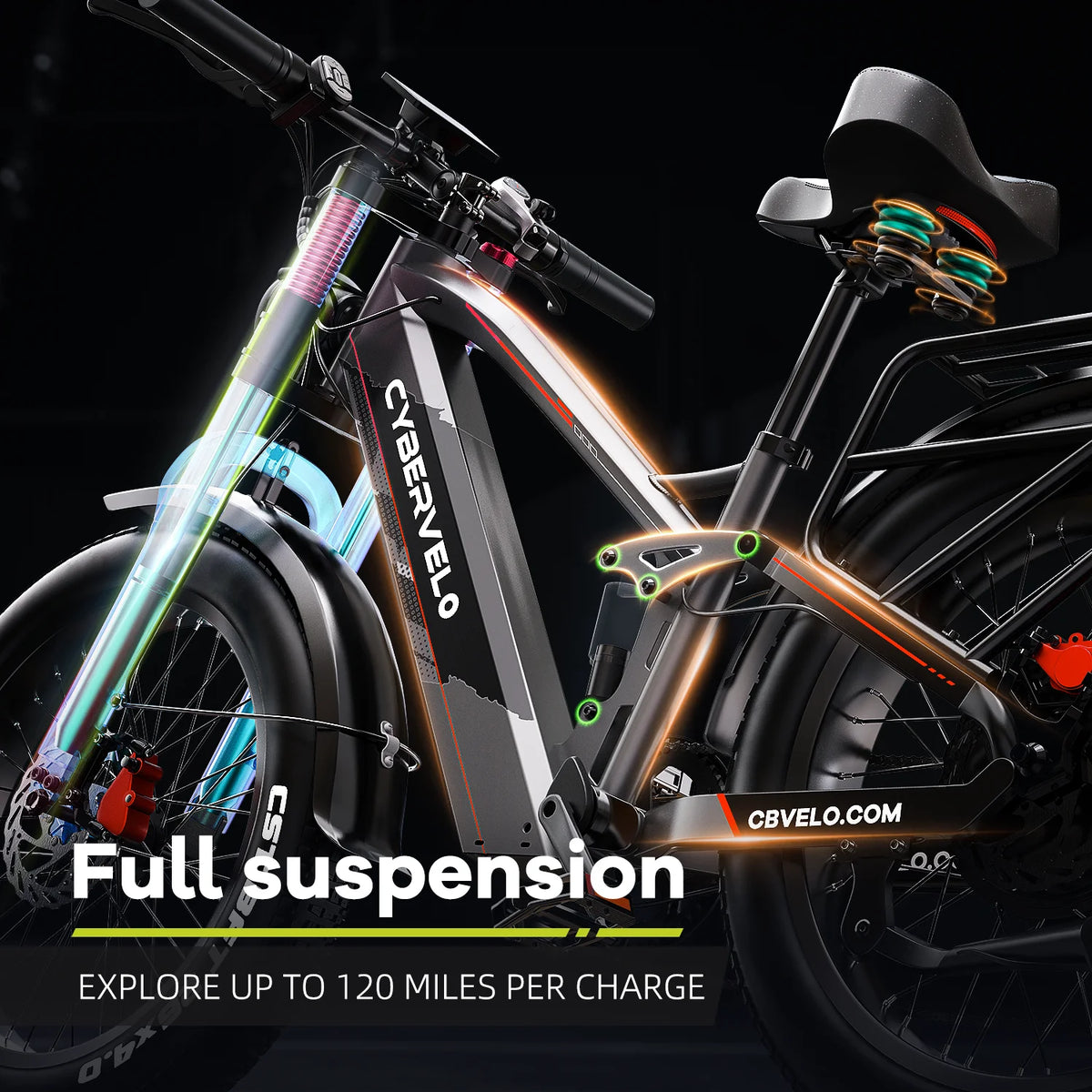 Cybervelo 5000W Peak Electric Fat Tire All-Terrain Commuter Bike