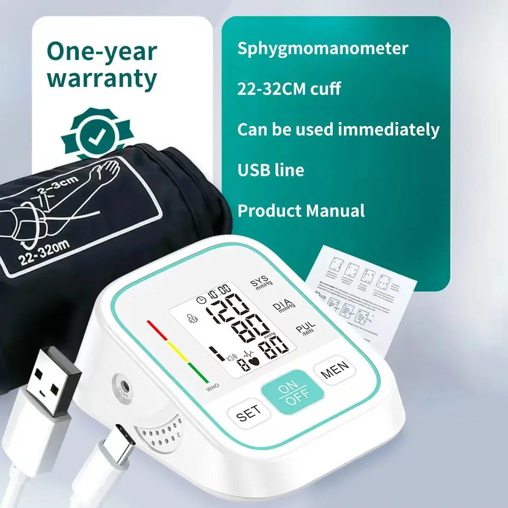 Automatic Digital Upper Arm Blood Pressure Monitor With Voice Broadcast