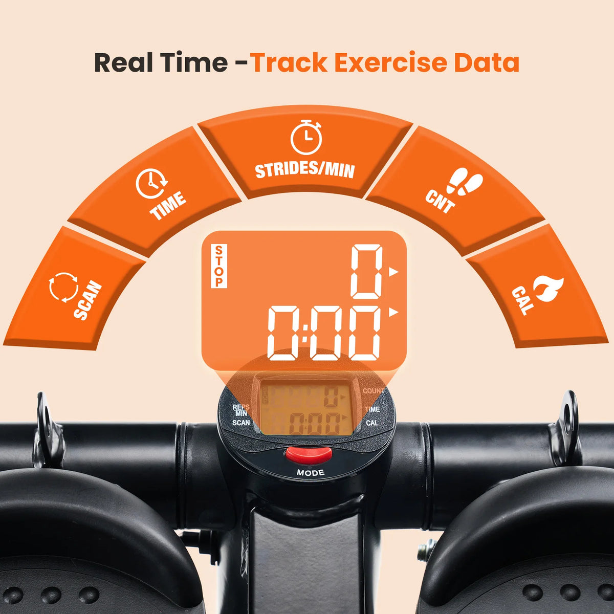 Home Stepper With Resistance Bands And LCD Monitor For Cardio