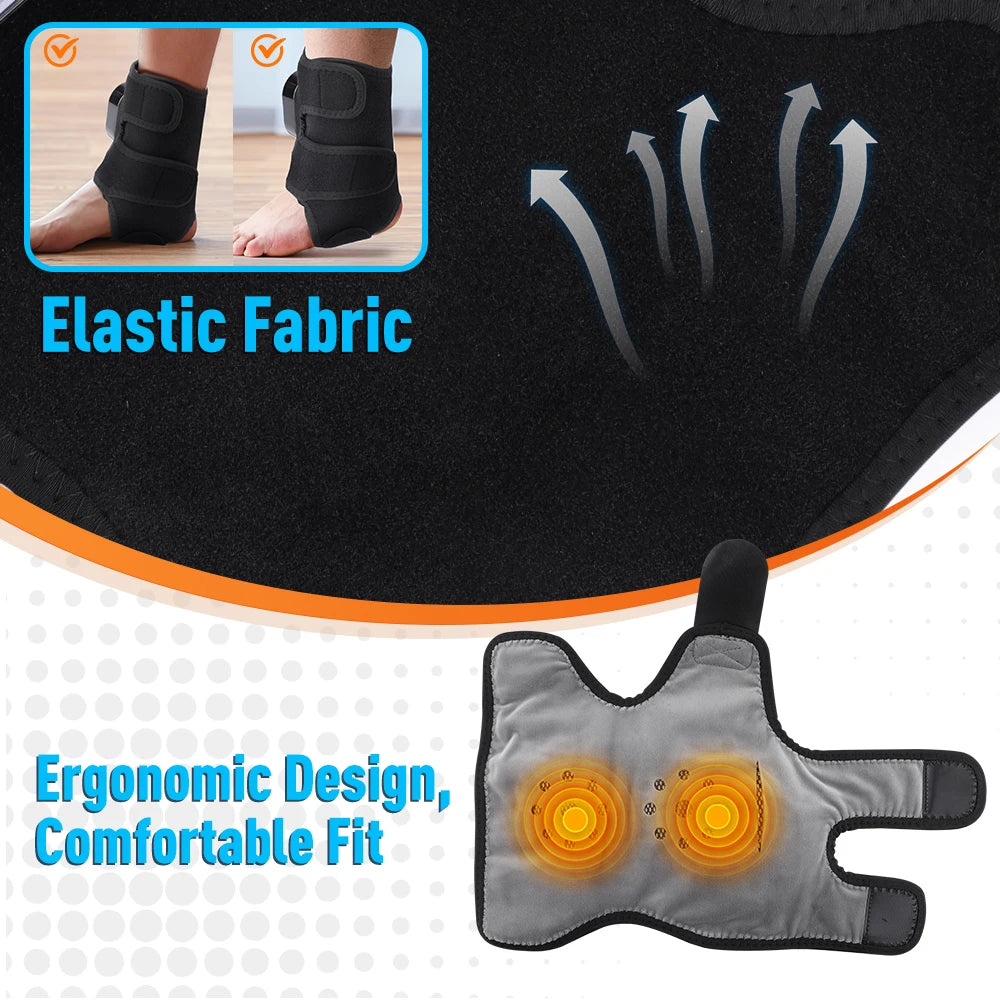 Heated Ankle Massager Black Foot Wrap Dual Motor 3 Speeds 6 Heat Levels Timer Type-C Rechargeable for Foot Calf Arm Home Travel