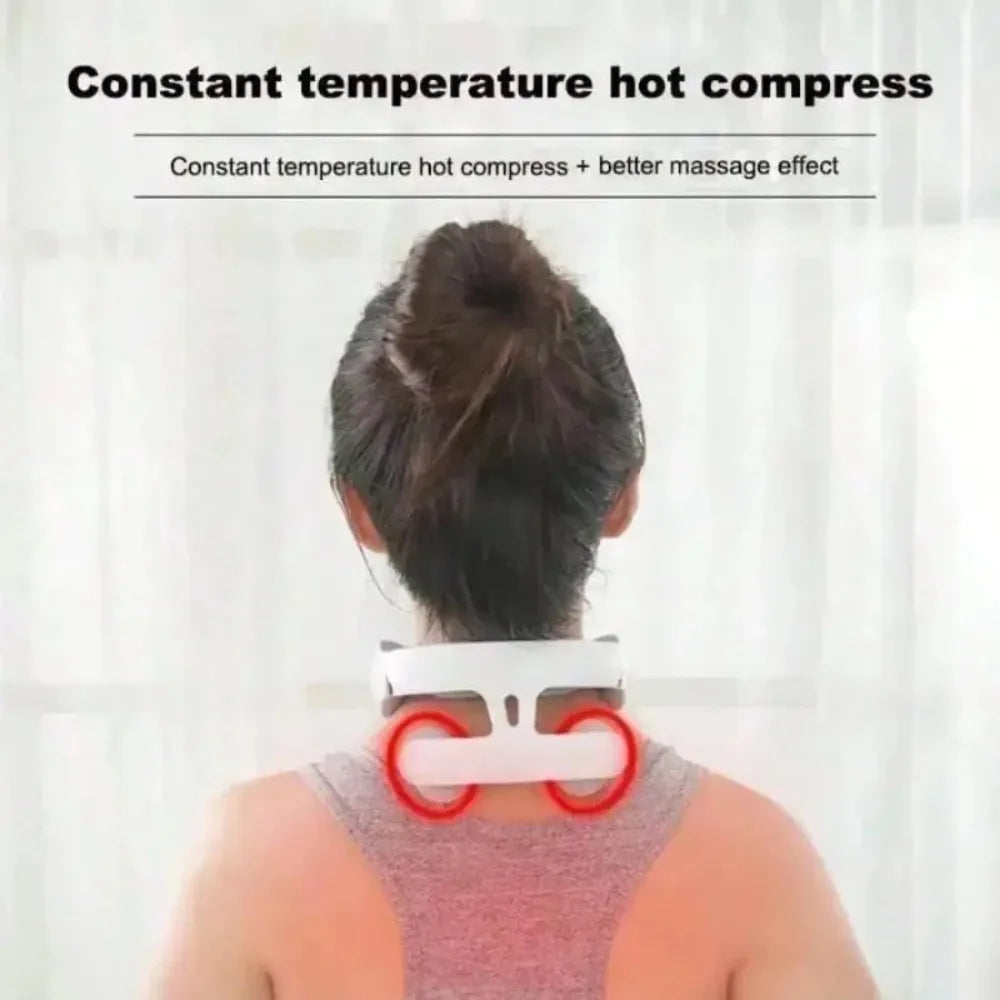 Adjustable USB Rechargeable Heated Neck Massager With Four Massage Heads