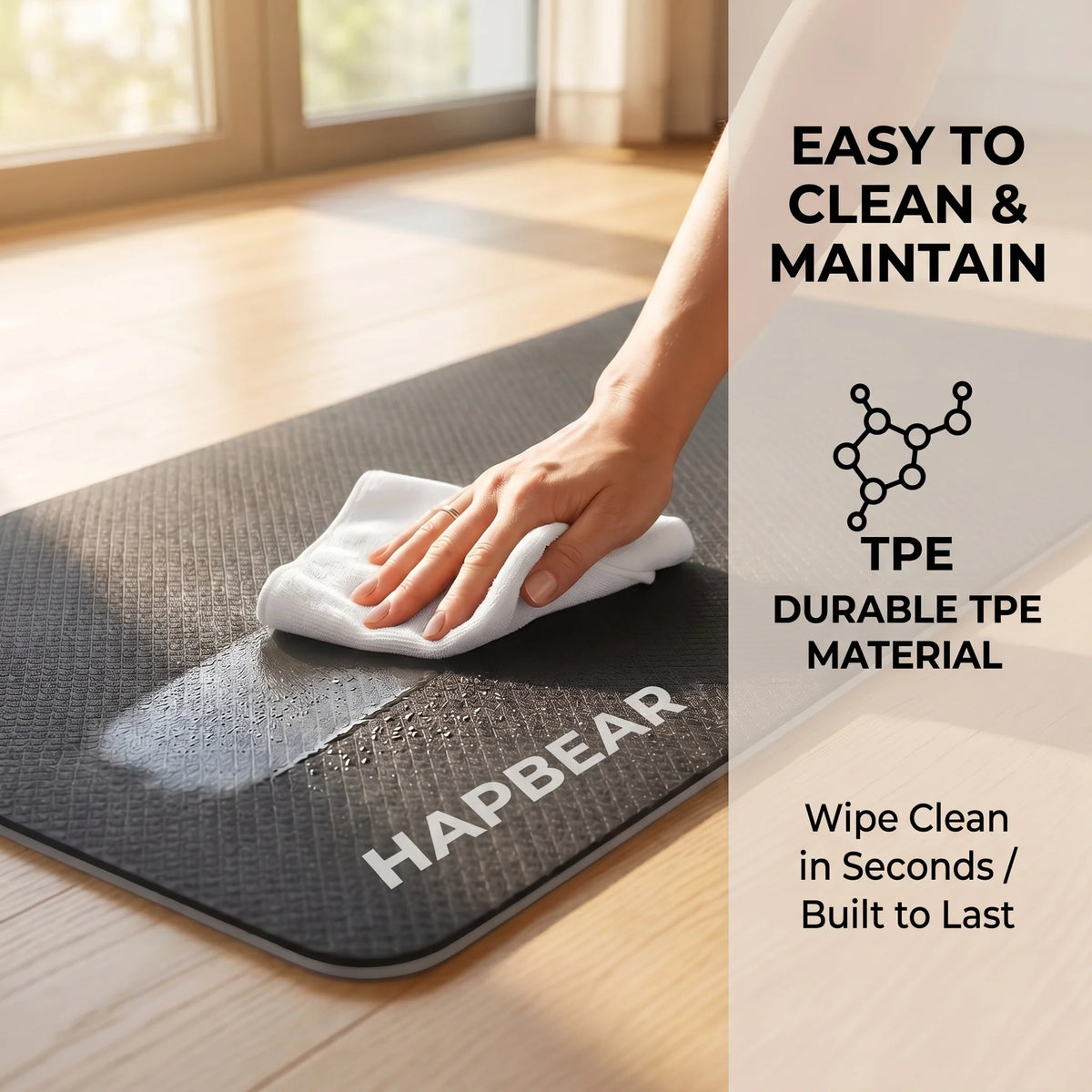 HAPBEAR Non Slip TPE Yoga Mat for Workouts and Pilates