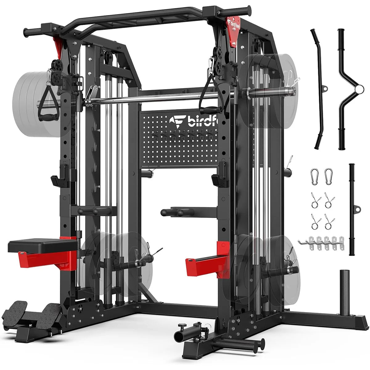 Pooboo Multi Function Power Cage With Dual Pulley Cable Crossover