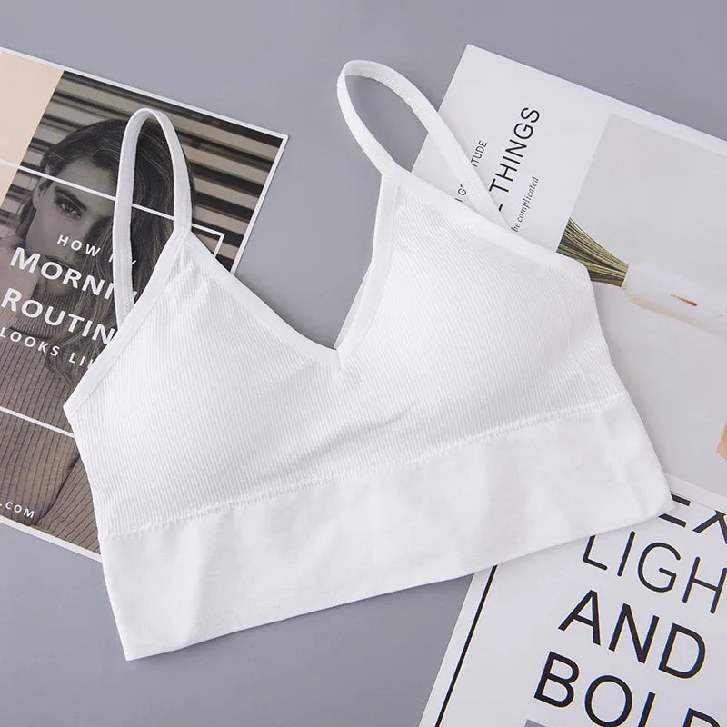 Women Seamless Tube Top Crop Bra Cotton Sports Underwear Female Backless Outdoor Fitness Bralette Brassiere Tops