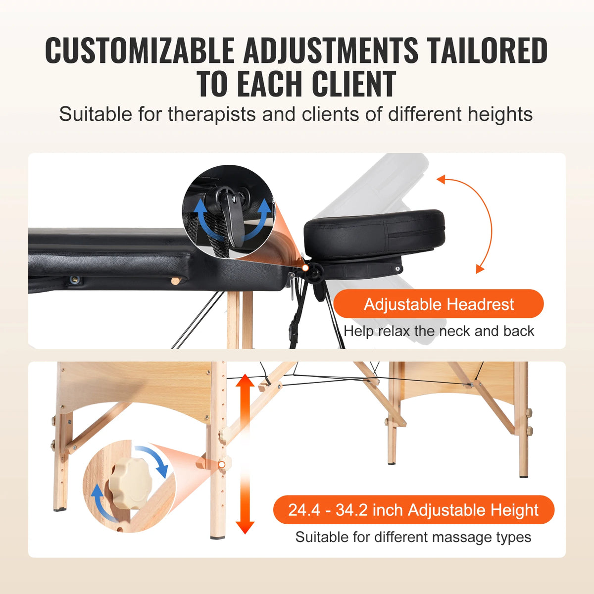 SucceBuy Portable Massage Table Folding Lightweight Adjustable Salon Bed for Massage Center Spa Therapy Clinic Home Beauty Bed