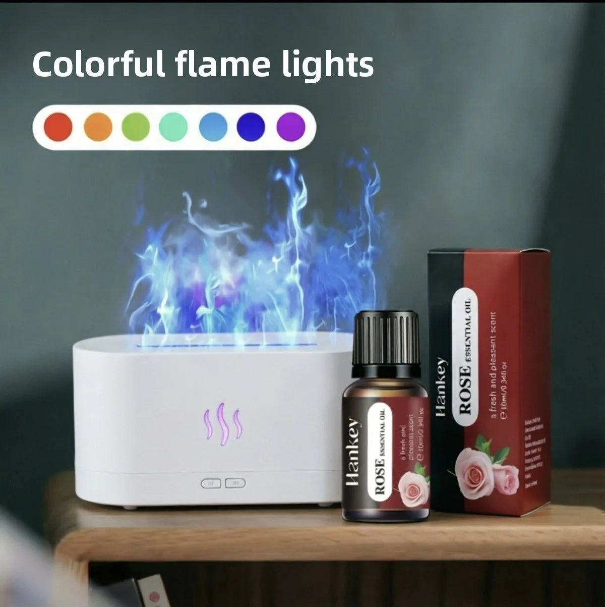 Seven-color flame aroma diffuser,automatic fragrance dispenser,desktop aromatherapy,bedroom fragrance diffuser,small humidifier.
