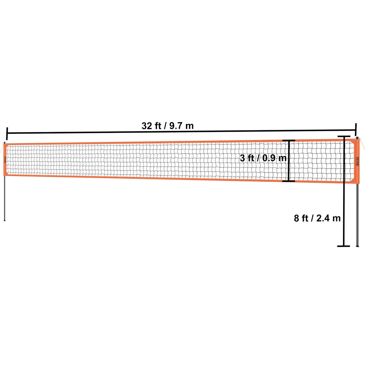 SucceBuy Outdoor Volleyball Net System Adjustable Height Steel Poles with PVC Volleyball Pump Carrying Bag for Beach Lawn