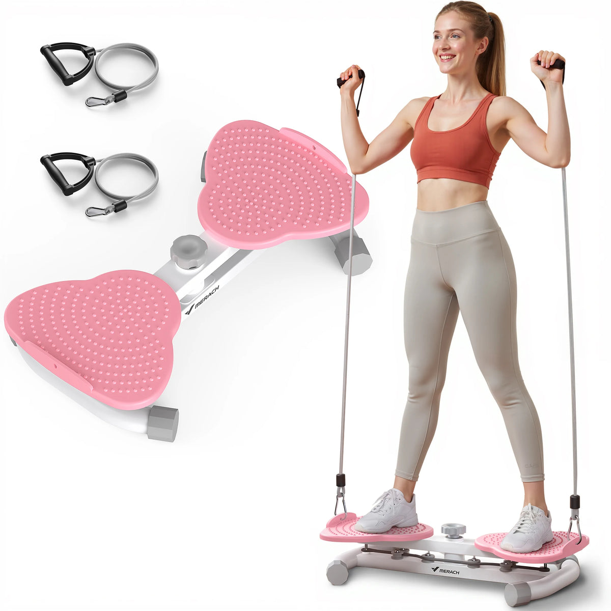 MERACH Waist Twister Board With Pull Cords And Foot Massage