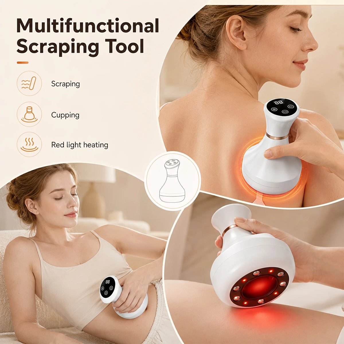 Jitesy Electric Cupping Massager With Red Light And Heat Therapy