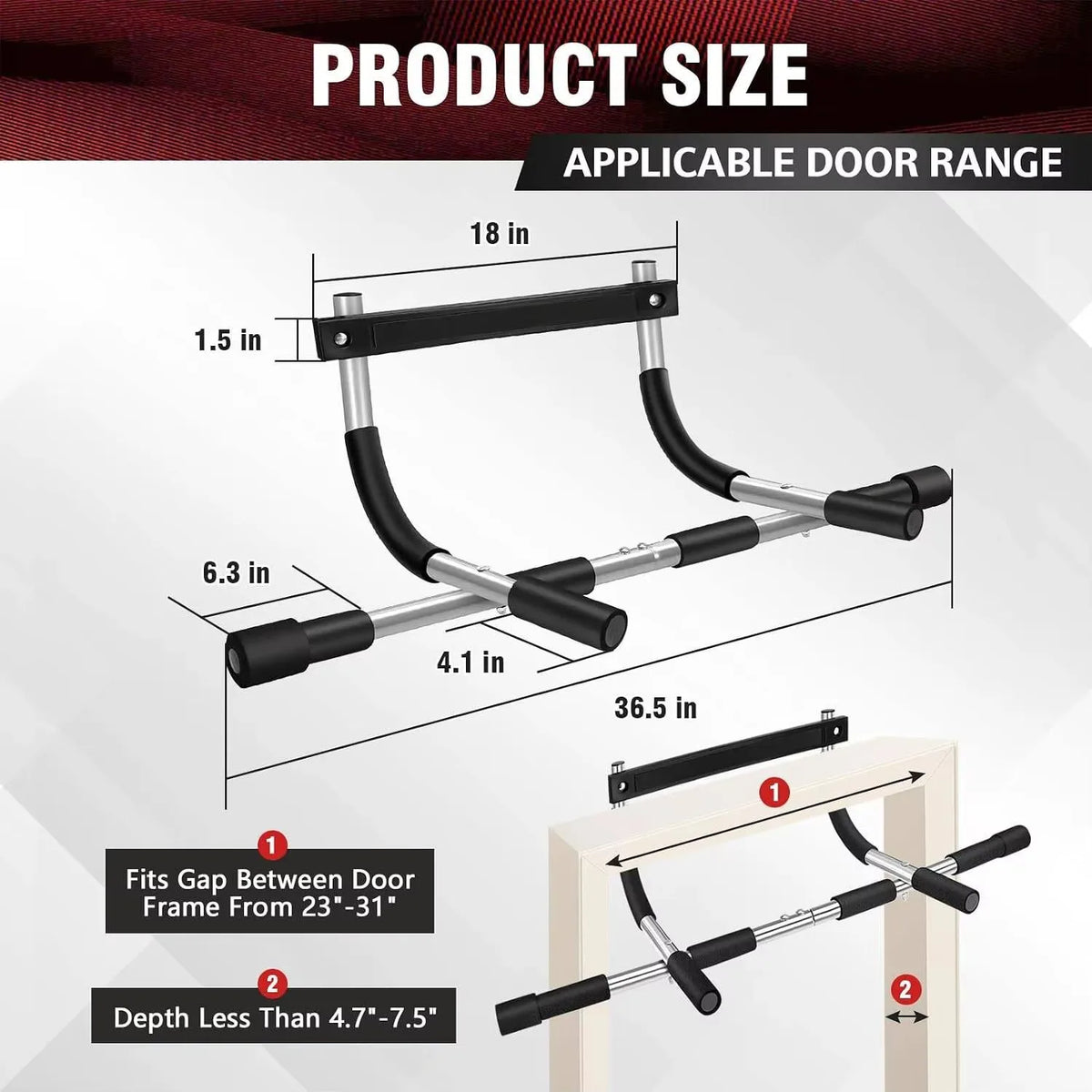 DIAMRI Adjustable Doorway Pull Up Bar for Strength Training
