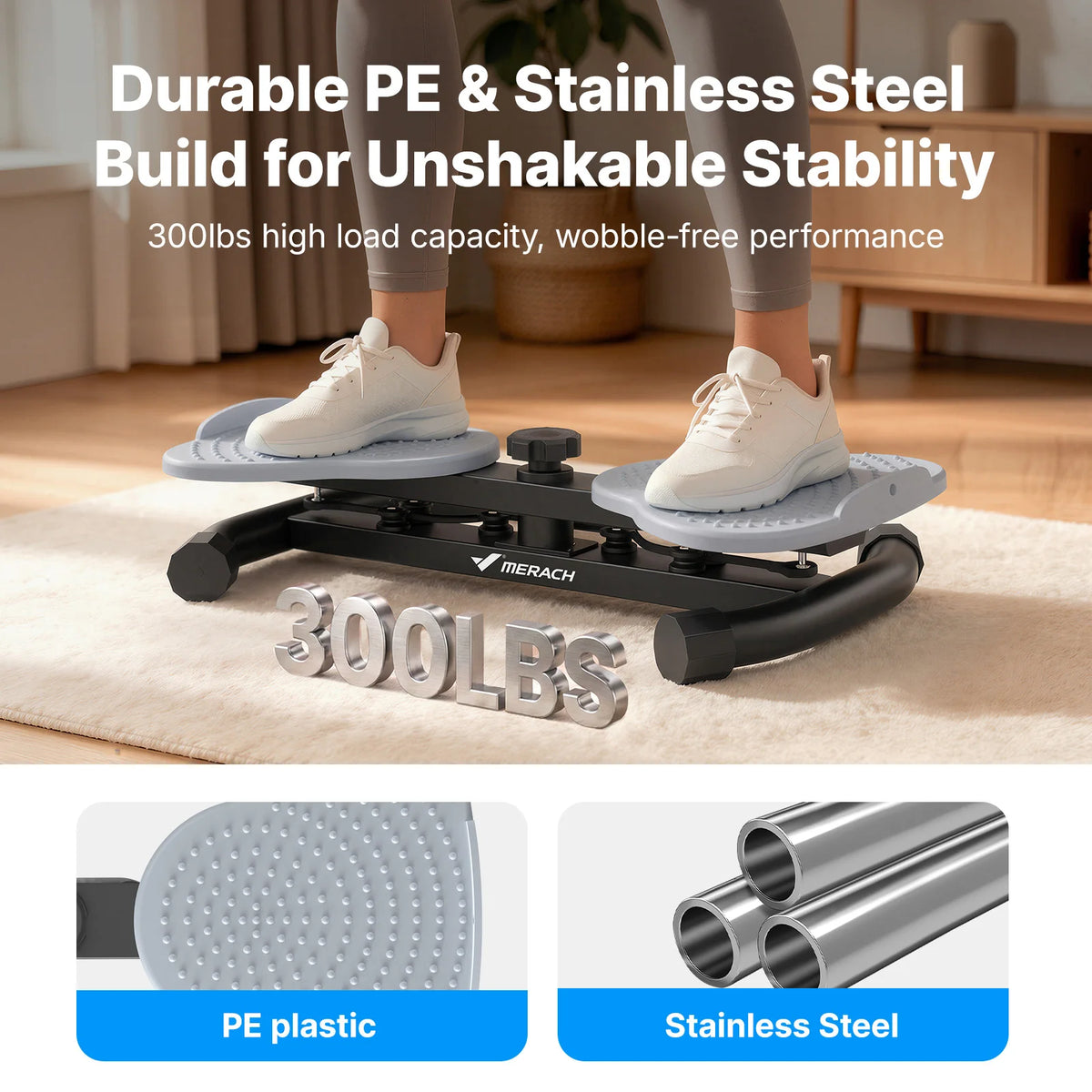 MERACH Waist Twister Board With Pull Cords And Foot Massage
