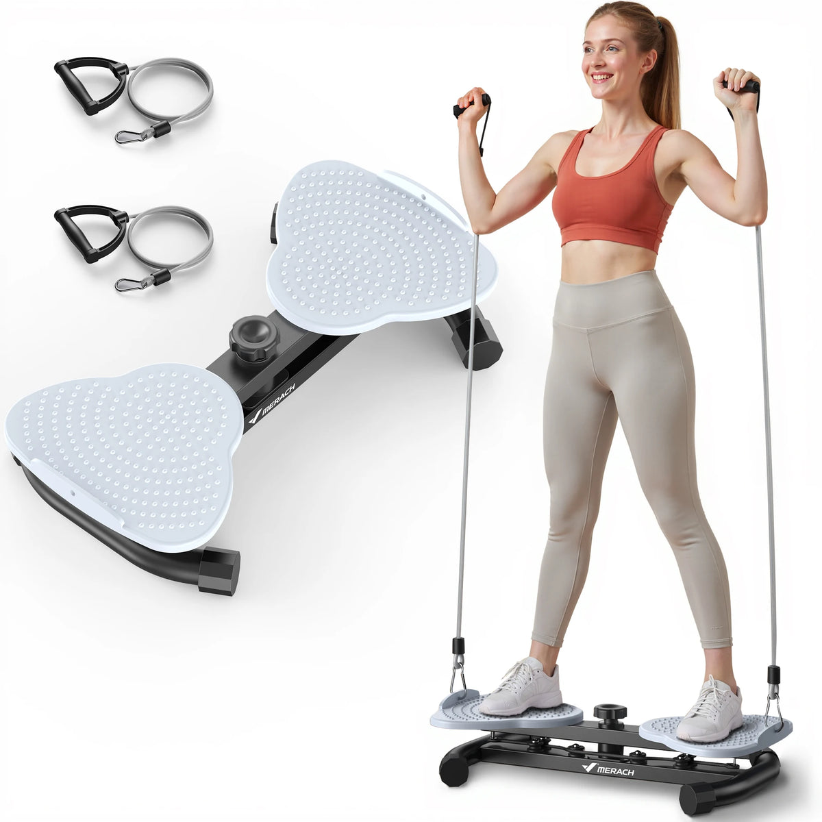 MERACH Waist Twister Board With Pull Cords And Foot Massage