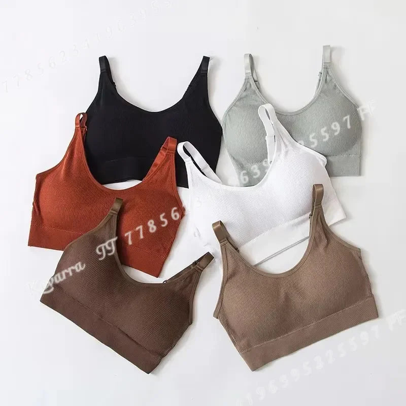 Women Seamless Tube Top Crop Bra Cotton Sports Underwear Female Backless Outdoor Fitness Bralette Brassiere Tops