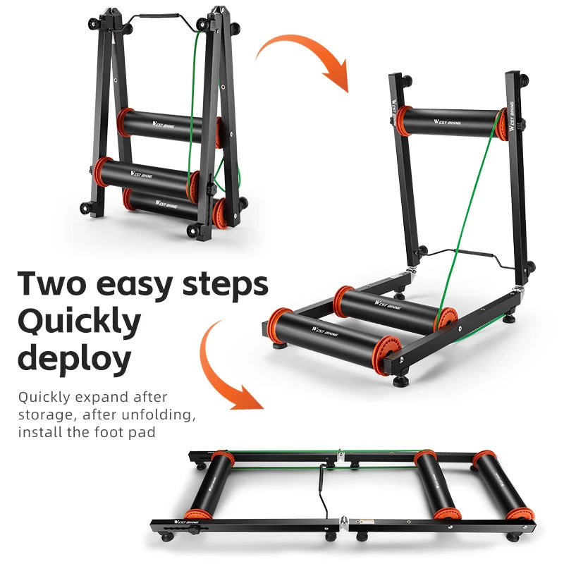WEST BIKING Roller Cycling Training Platform Professional Indoor Bike Trainer Foldable Adjustable MTB Road Bike Roller Trainer
