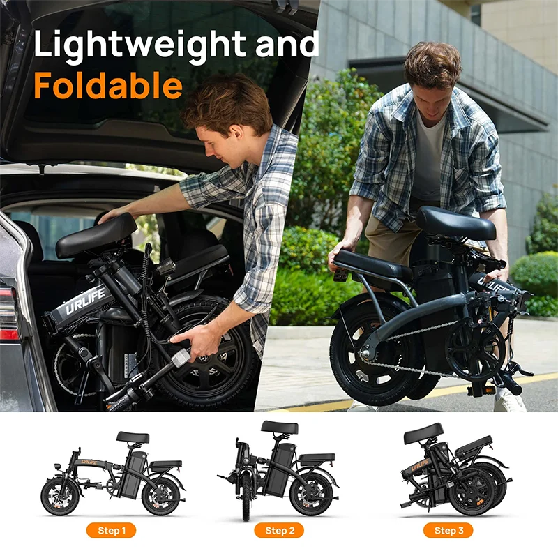 URLIFE Folding Electric Commuter Bike With Removable Lithium Battery