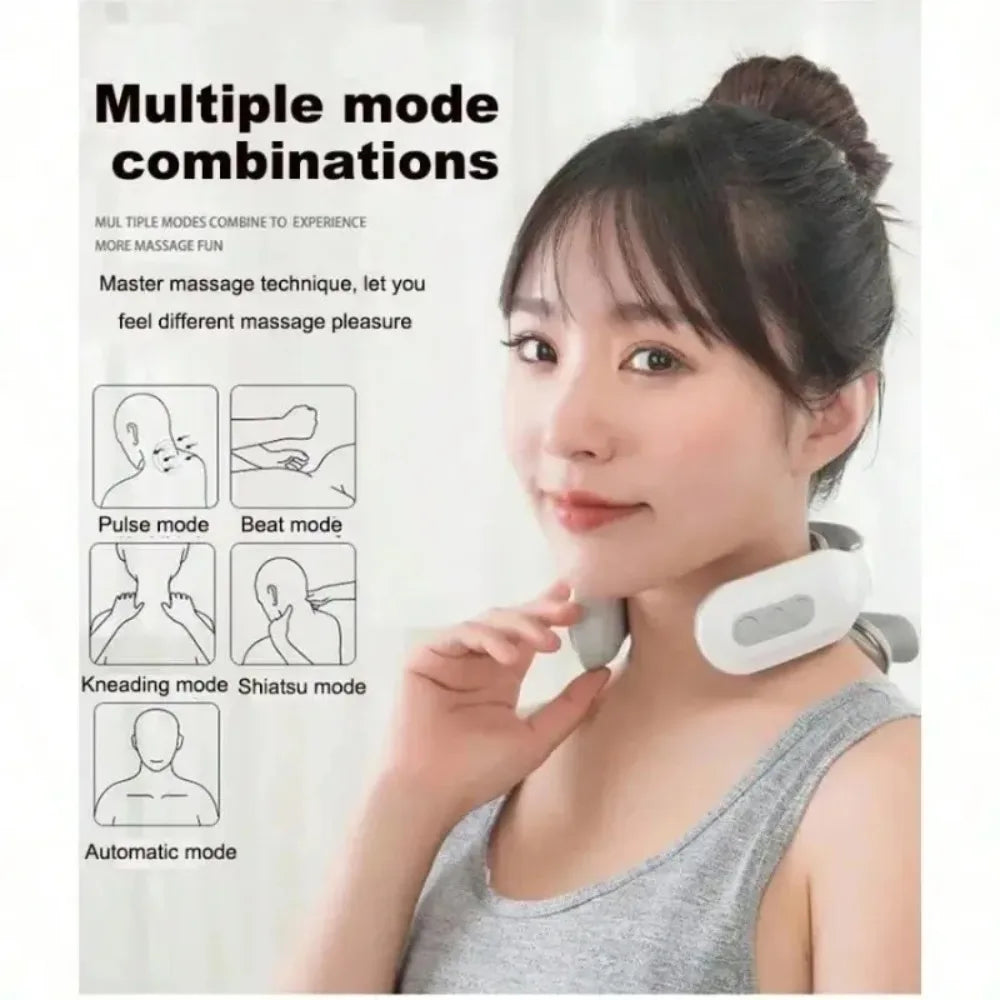 Adjustable USB Rechargeable Heated Neck Massager With Four Massage Heads