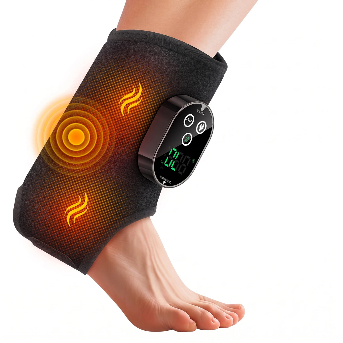 Heated Ankle Massager Black Foot Wrap Dual Motor 3 Speeds 6 Heat Levels Timer Type-C Rechargeable for Foot Calf Arm Home Travel