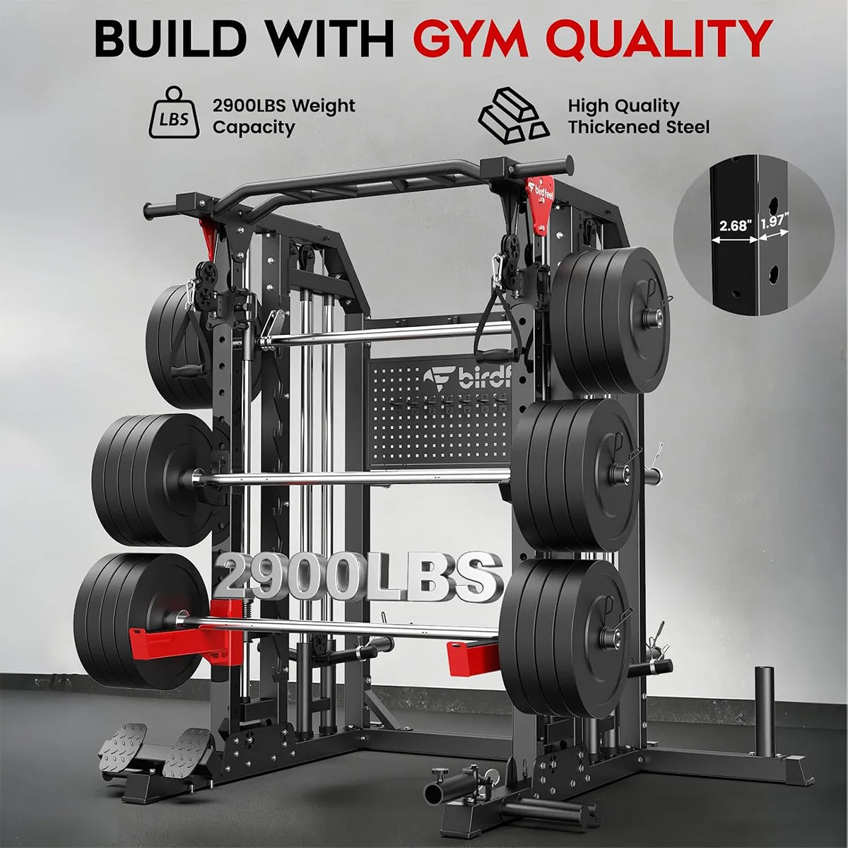 Pooboo Multi Function Power Cage With Dual Pulley Cable Crossover