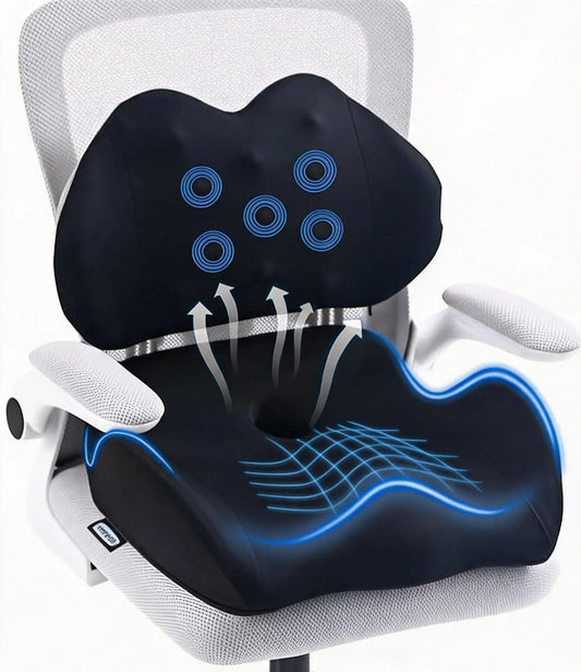 Ergonomic Memory Foam Seat Cushion and Lumbar Support Pillow Set