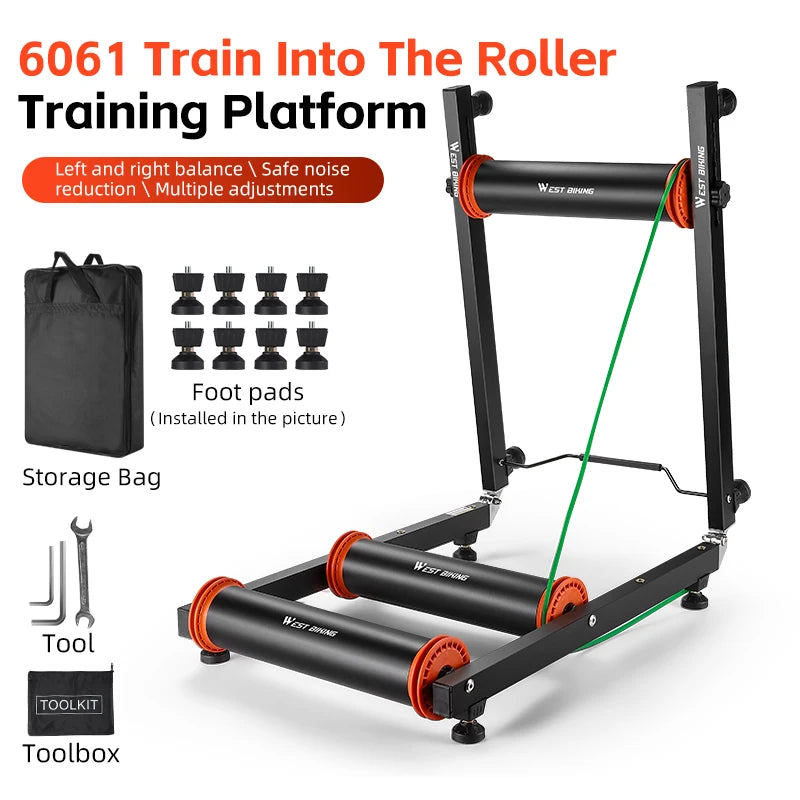 WEST BIKING Roller Cycling Training Platform Professional Indoor Bike Trainer Foldable Adjustable MTB Road Bike Roller Trainer