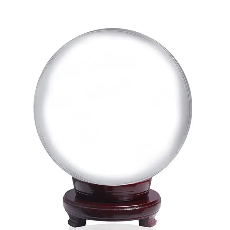 LONGWIN 200MM Black/Clear Crystal Ball Meditation Glass Sphere Photo Prop Free Stand For Divination Healing Photography Decor