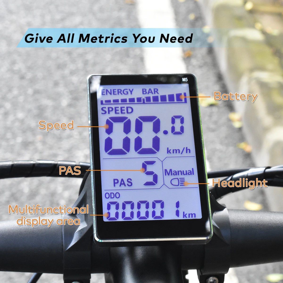 M5 Electric Bike LCD Display Meter Control Panel 24V 36V 48V 60V with Waterproof Plug for Bike Accessories